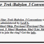 Sci Fi TV / Star Trek / Babylon 5 Conventions Webring